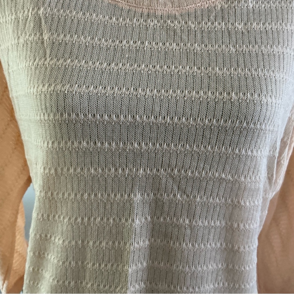 Chloe K mesh knit scoop neck dolman sleeve pullover sweater hi low peach size XS